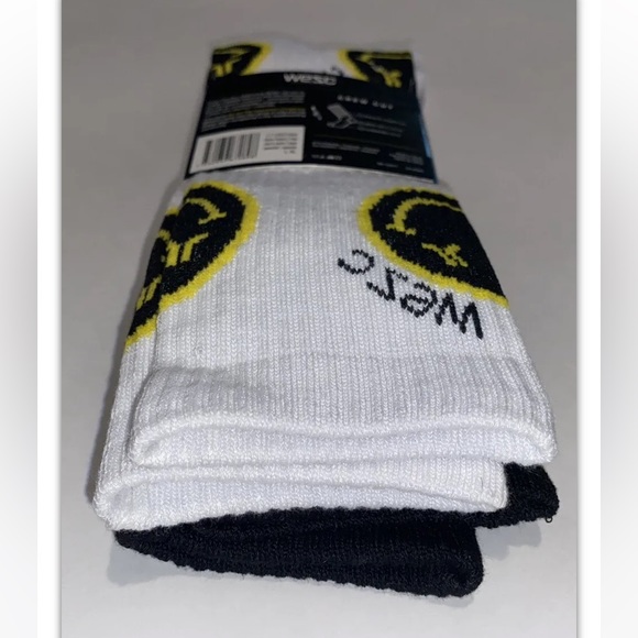 WeSC Varion Crew Socks 2 Pair Men 9.5-14 W 11-15.5 Black White Area51 Alien Logo - Picture 12 of 12